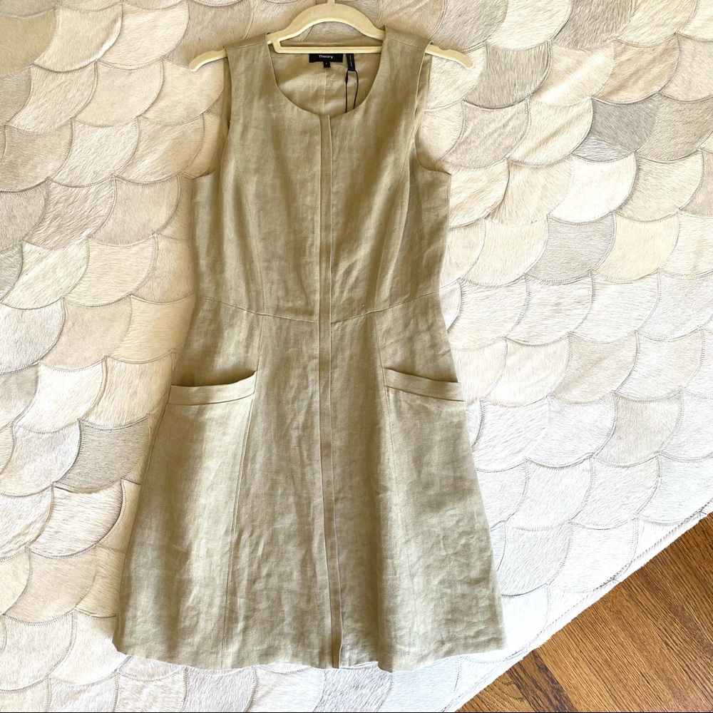 Theory Bonza V-neck Linen Dress